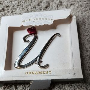 Metal Monogram Christmas Tree Ornament Letter U Silver - Wondershop